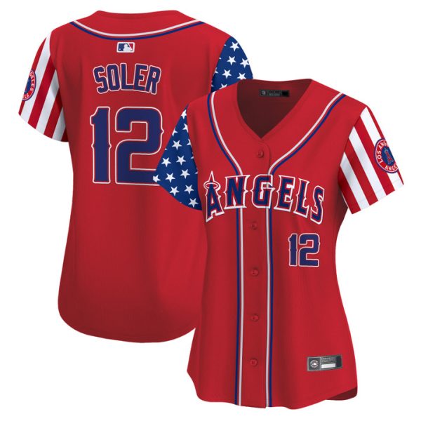 Women's Los Angeles Angels 2025 Independence Day Vapor Premier Limited Jersey Stitched Red Jorge Soler