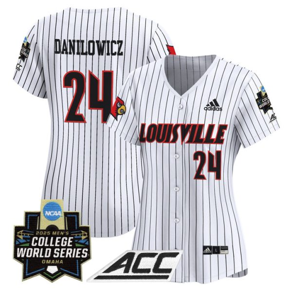 Women's Louisville Cardinals 2025 World Series Vapor Premier Limited Jersey Stitched Pinstripe Wyatt Danilowicz