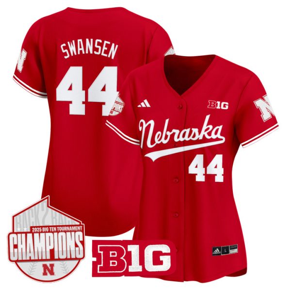 Women's Nebraska Huskers Back 2 Back Champions Patch Vapor Premier Limited Jersey Stitched Scarlet Gabe Swansen