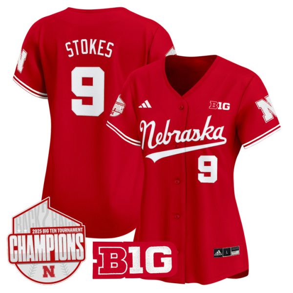 Women's Nebraska Huskers Back 2 Back Champions Patch Vapor Premier Limited Jersey Stitched Scarlet Rhett Stokes