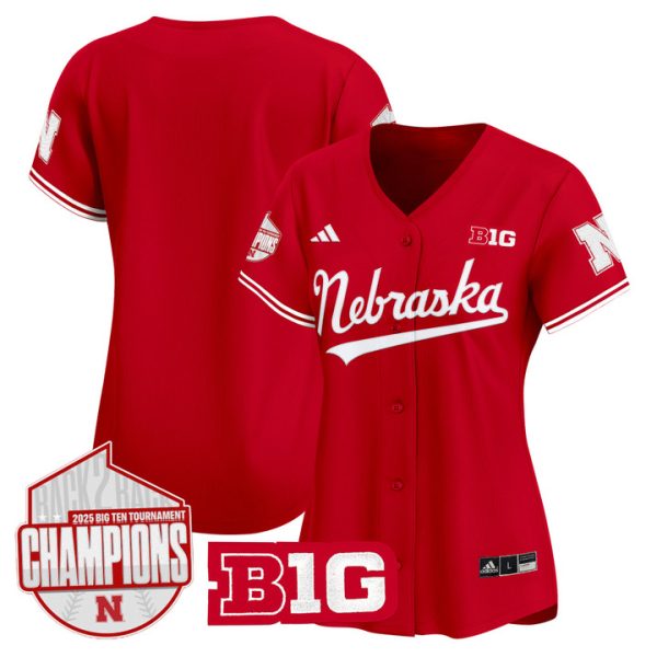 Women's Nebraska Huskers Back 2 Back Champions Patch Vapor Premier Limited Jersey Stitched Scarlet Team