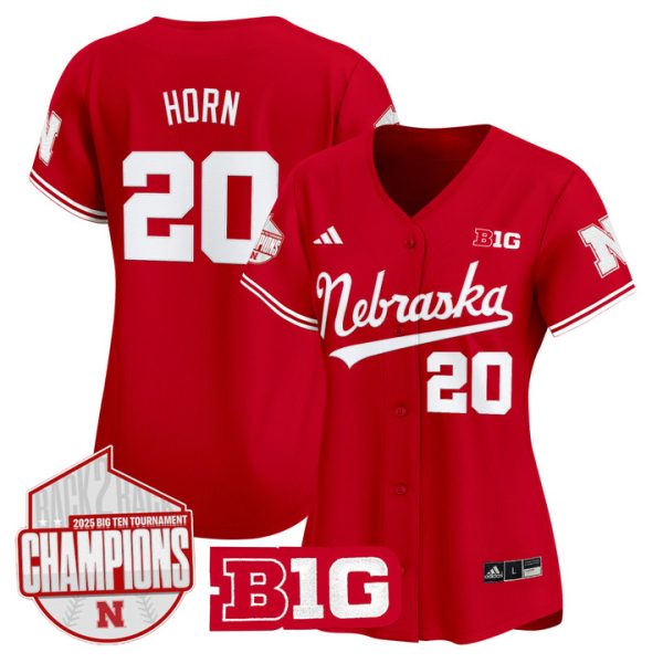 Women's Nebraska Huskers Back 2 Back Champions Patch Vapor Premier Limited Jersey Stitched Scarlet Ty Horn