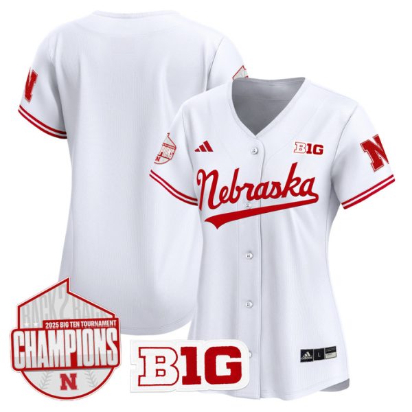 Women's Nebraska Huskers Back 2 Back Champions Patch Vapor Premier Limited Jersey Stitched White Team