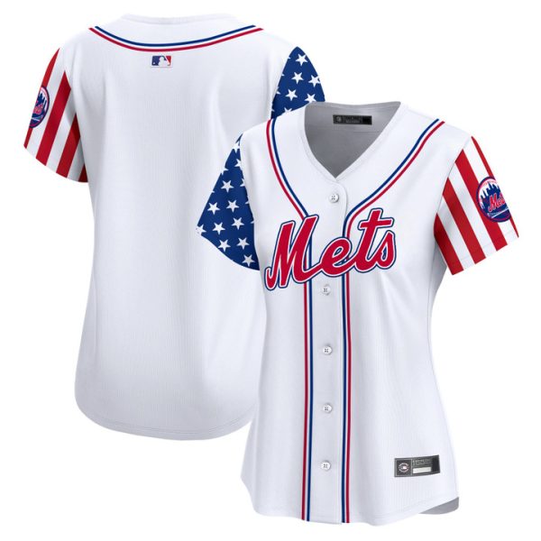 Women's New York Mets 2025 Independence Day Vapor Premier Limited Jersey White Team