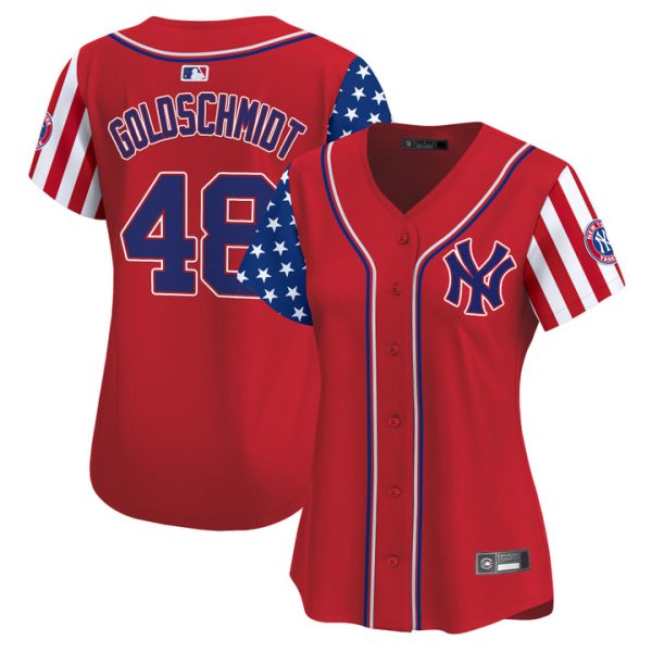 Women's New York Yankees 2025 Independence Day Vapor Premier Limited Jersey Stitched Red Paul Goldschmidt