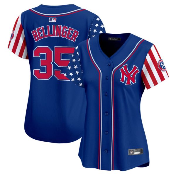 Women's New York Yankees 2025 Independence Day Vapor Premier Limited Jersey Stitched Royal Cody Bellinger