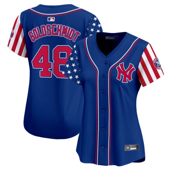Women's New York Yankees 2025 Independence Day Vapor Premier Limited Jersey Stitched Royal Paul Goldschmidt