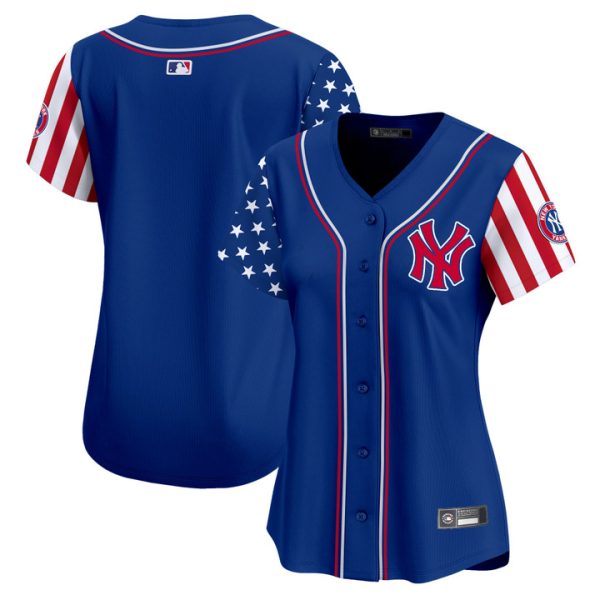 Women's New York Yankees 2025 Independence Day Vapor Premier Limited Jersey Stitched Royal Team