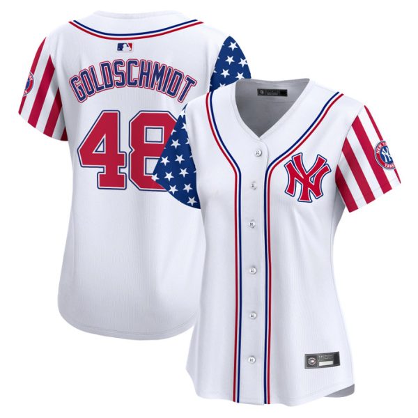 Women's New York Yankees 2025 Independence Day Vapor Premier Limited Jersey Stitched White Paul Goldschmidt