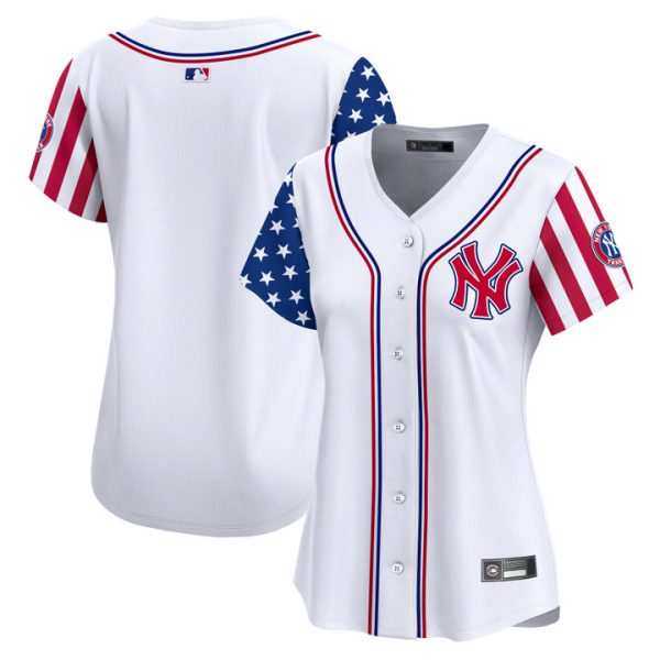 Women's New York Yankees 2025 Independence Day Vapor Premier Limited Jersey Stitched White Team