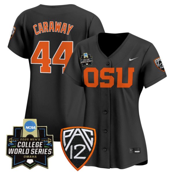 Women's Oregon State Beavers 2025 World Series Vapor Premier Limited Jersey Stitched Black Trent Caraway