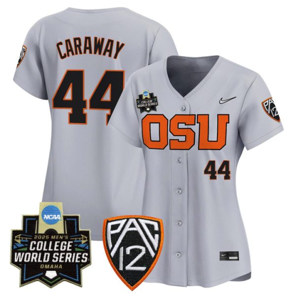 Women's Oregon State Beavers 2025 World Series Vapor Premier Limited Jersey Stitched Gray Trent Caraway