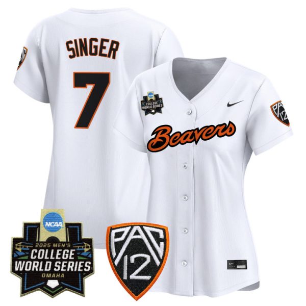 Women's Oregon State Beavers 2025 World Series Vapor Premier Limited Jersey Stitched White AJ Singer