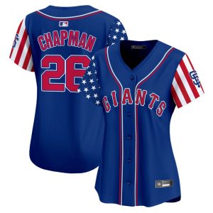 Women's San Francisco Giants 2025 Independence Day Vapor Premier Limited Jersey Stitched Royal Matt Chapman