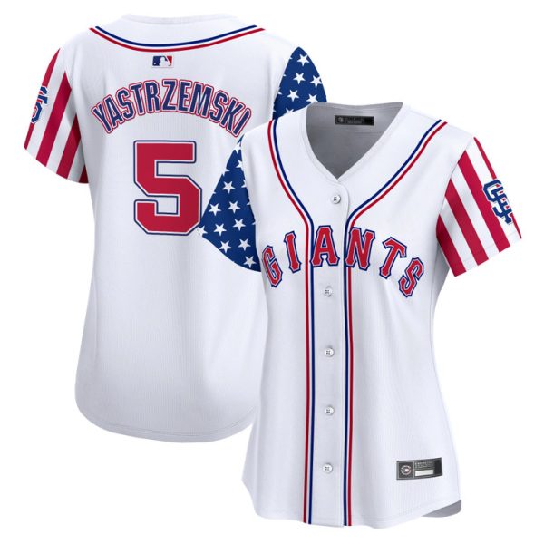 Women's San Francisco Giants 2025 Independence Day Vapor Premier Limited Jersey Stitched White Mike Yastrzemski