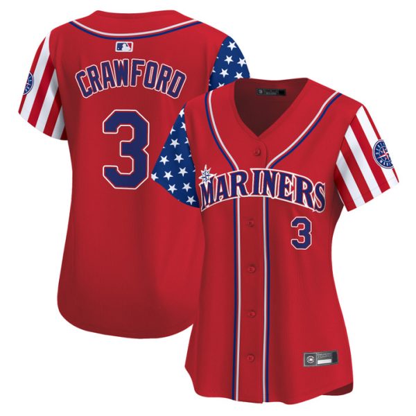 Women's Seattle Mariners 2025 Independence Day Vapor Premier Limited Jersey Stitched Red J.P. Crawford