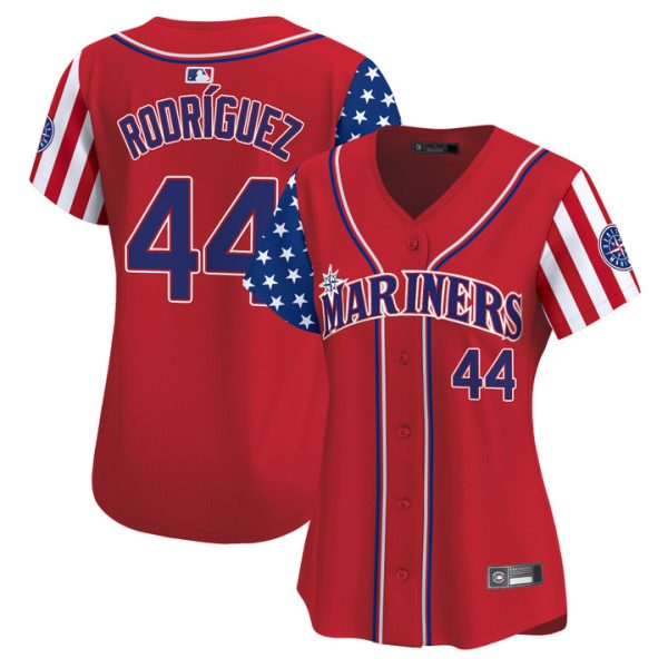 Women's Seattle Mariners 2025 Independence Day Vapor Premier Limited Jersey Stitched Red Julio Rodriguez