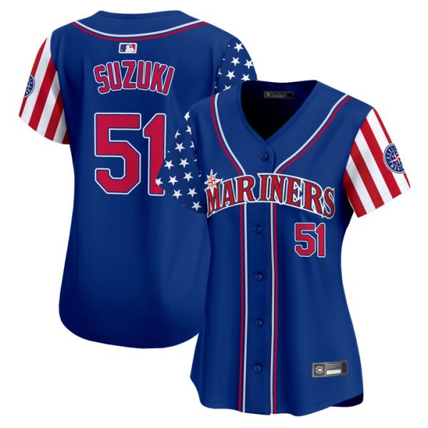 Women's Seattle Mariners 2025 Independence Day Vapor Premier Limited Jersey Stitched Royal Ichiro Suzuki