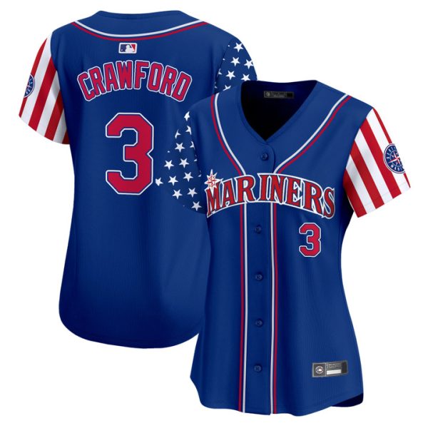 Women's Seattle Mariners 2025 Independence Day Vapor Premier Limited Jersey Stitched Royal J.P. Crawford