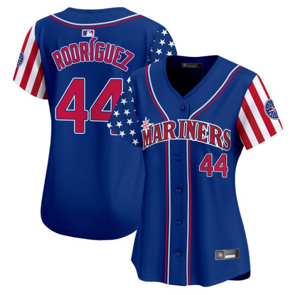 Women's Seattle Mariners 2025 Independence Day Vapor Premier Limited Jersey Stitched Royal Julio Rodriguez