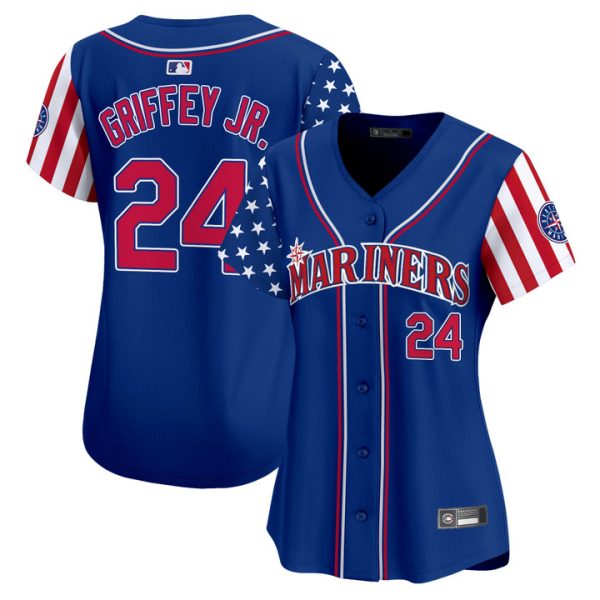 Women's Seattle Mariners 2025 Independence Day Vapor Premier Limited Jersey Stitched Royal Ken Griffey Jr.