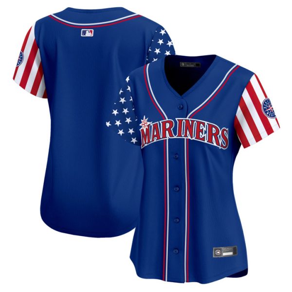 Women's Seattle Mariners 2025 Independence Day Vapor Premier Limited Jersey Stitched Royal Team