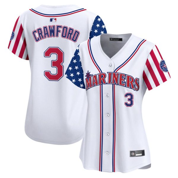 Women's Seattle Mariners 2025 Independence Day Vapor Premier Limited Jersey Stitched White J.P. Crawford