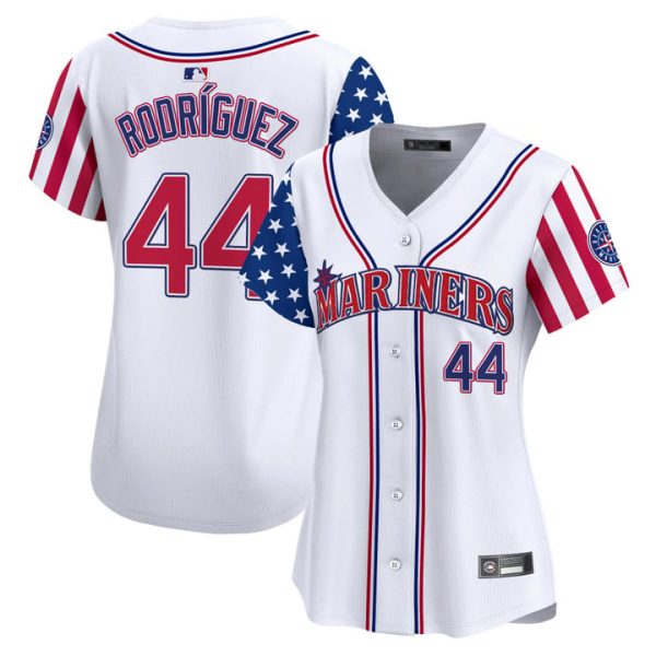 Women's Seattle Mariners 2025 Independence Day Vapor Premier Limited Jersey Stitched White Julio Rodriguez