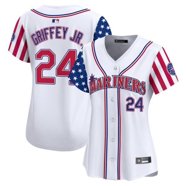 Women's Seattle Mariners 2025 Independence Day Vapor Premier Limited Jersey Stitched White Ken Griffey Jr.