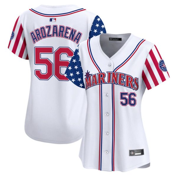 Women's Seattle Mariners 2025 Independence Day Vapor Premier Limited Jersey Stitched White Randy Arozarena