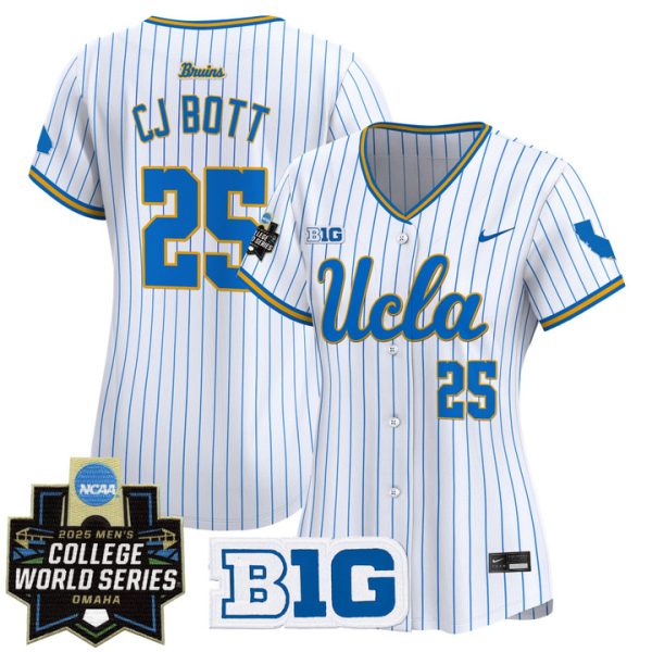Women's UCLA Bruins 2025 World Series Vapor Premier Limited Jersey Stitched Pinstripe CJ Bott
