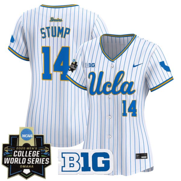 Women's UCLA Bruins 2025 World Series Vapor Premier Limited Jersey Stitched Pinstripe Landon Stump