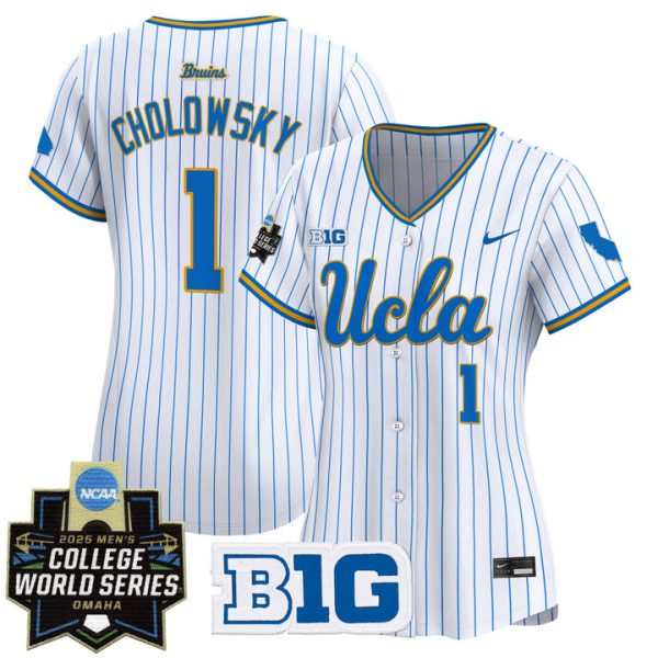 Women's UCLA Bruins 2025 World Series Vapor Premier Limited Jersey Stitched Pinstripe Roch Cholowsky