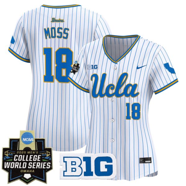 Women's UCLA Bruins 2025 World Series Vapor Premier Limited Jersey Stitched Pinstripe Wylan Moss