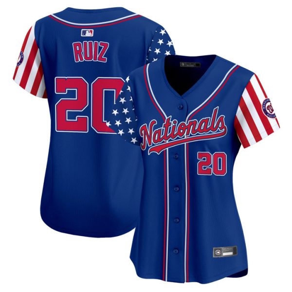 Women's Washington Nationals 2025 Independence Day Vapor Premier Limited Jersey Stitched Royal Keibert Ruiz