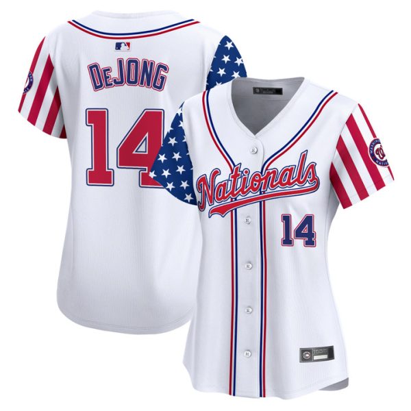 Women's Washington Nationals 2025 Independence Day Vapor Premier Limited Jersey Stitched White Paul DeJong