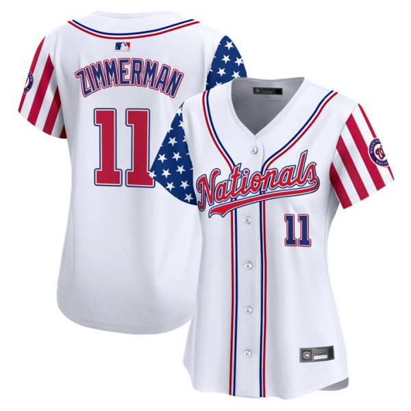 Women's Washington Nationals 2025 Independence Day Vapor Premier Limited Jersey Stitched White Ryan Zimmerman