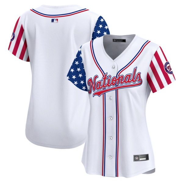 Women's Washington Nationals 2025 Independence Day Vapor Premier Limited Jersey Stitched White Team