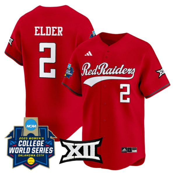 size - Texas Tech Red Raiders Softball 2025 World Series (WCWS) Vapor Premier Limited Jersey Stitched Red Demi Elder