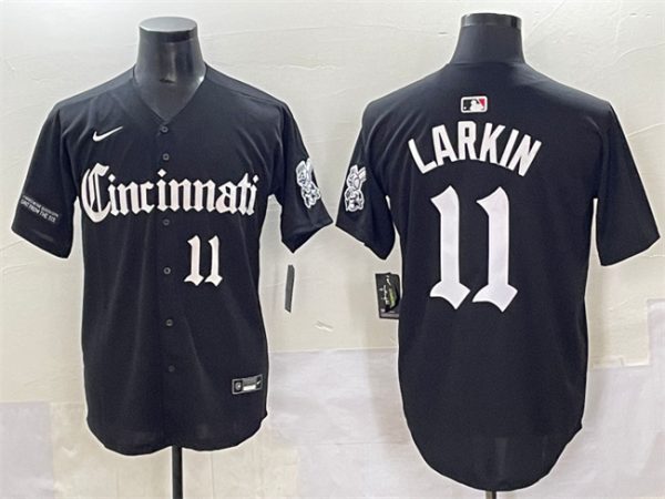 Cincinnati Reds #11 Barry Larkin Black 'Gothic Queen City Edition' Vapor Premier Limited Stitched Baseball Jersey
