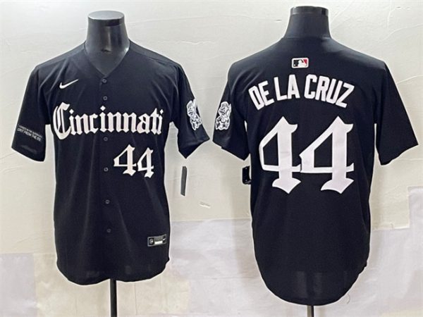 Cincinnati Reds #44 Elly De La Cruz Black 'Gothic Queen City Edition' Vapor Premier Limited Stitched Baseball Jersey