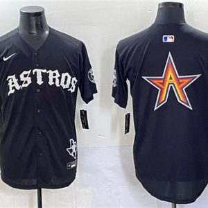 Houston Astros Team Big Logo Black Gothic 'Houston Born Barrio Raised' Limited Stitched Baseball Jersey