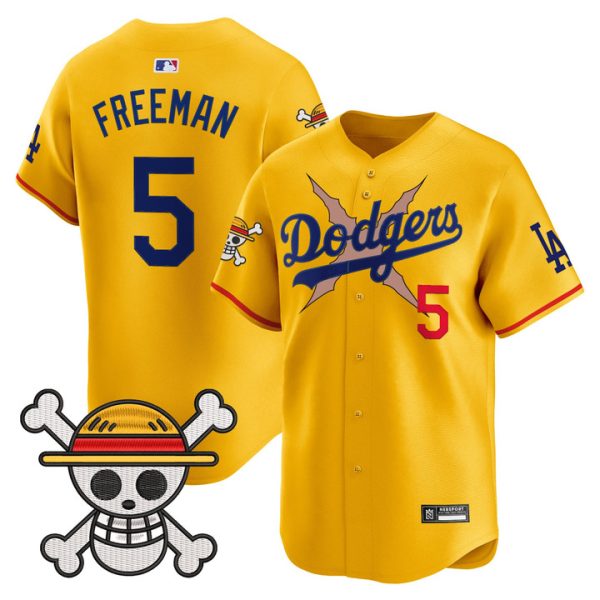 Los Angeles Dodgers x One Piece 2025 Vapor Premier Limited Jersey - Gold Freddie Freeman