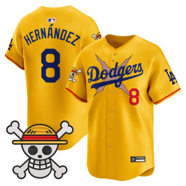 Los Angeles Dodgers x One Piece 2025 Vapor Premier Limited Jersey - Gold Kike Hernandez