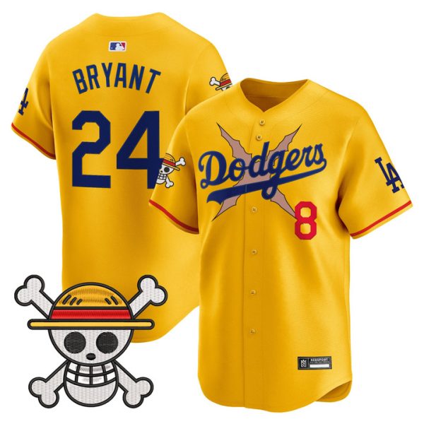 Los Angeles Dodgers x One Piece 2025 Vapor Premier Limited Jersey - Gold Kobe Bryant