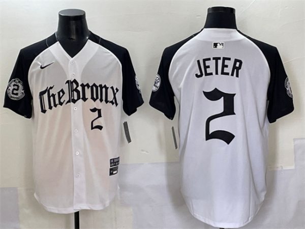 New York Yankees #2 Derek Jeter White/Black 'Gothic Legacy Edition' Vapor Premier Limited Stitched Baseball Jersey