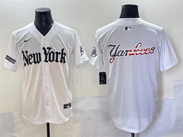 New York Yankees Team Big Logo White 'Gothic Legacy Edition' Vapor Premier Limited Stitched Baseball Jersey