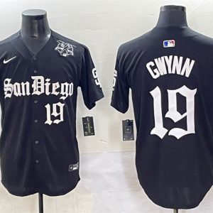 San Diego Padres #19 Tony Gwynn Black Gothic Edition Vapor Limited Stitched Baseball Jersey
