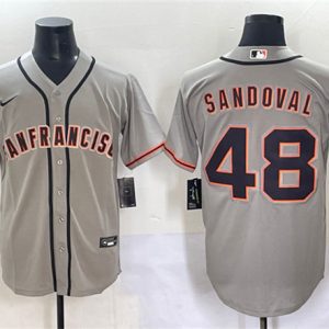 San Francisco Giants #48 Pablo Sandoval Gray Cool Base Stitched Baseball Jersey
